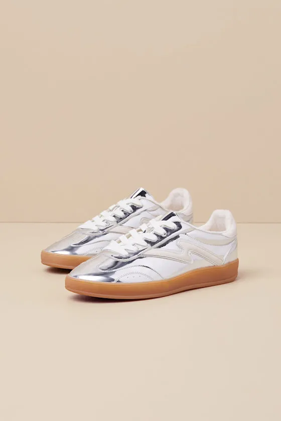 Giia Silver Multi Color Block Lace-Up Sneakers sold by Lulus