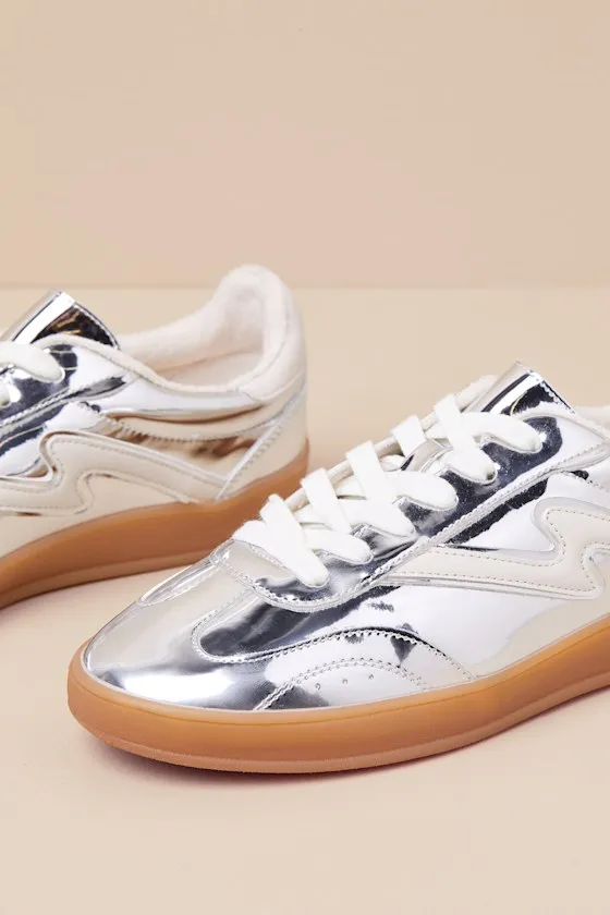 Giia Silver Multi Color Block Lace-Up Sneakers sold by Lulus product image thumbnail 3