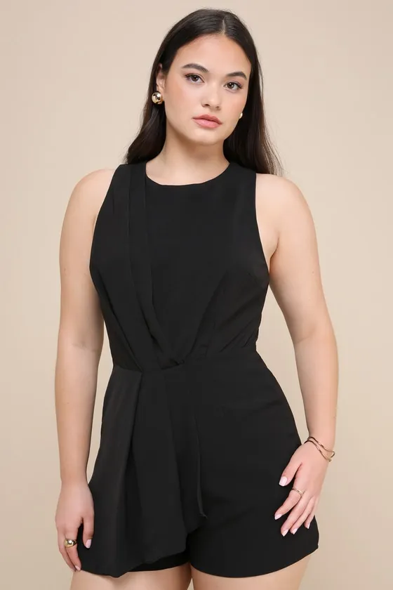My Dear Black Pleated Sleeveless Romper sold by Lulus product image thumbnail 2