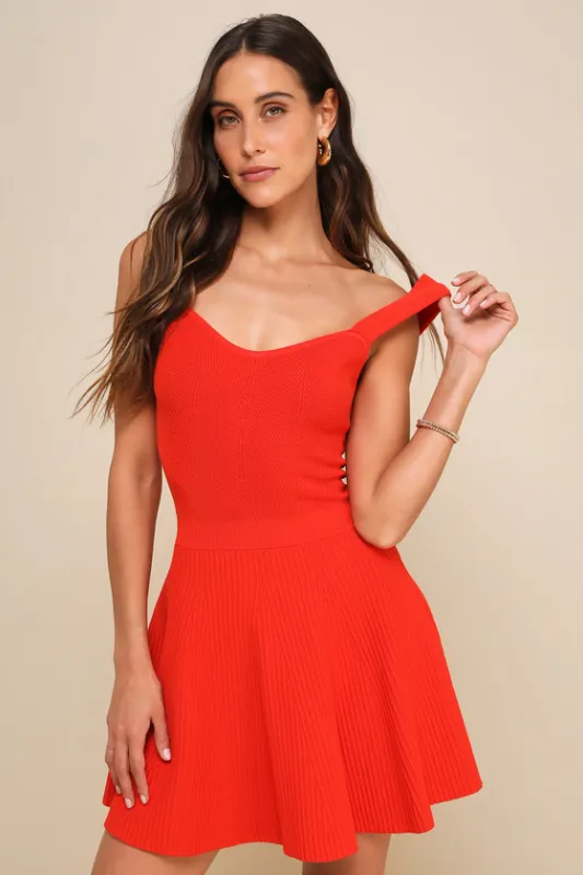 Boldest Vibe Red Orange Sleeveless Sweater Mini Dress sold by Lulus