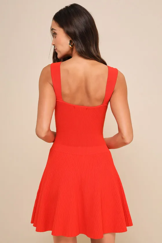 Boldest Vibe Red Orange Sleeveless Sweater Mini Dress sold by Lulus product image thumbnail 3