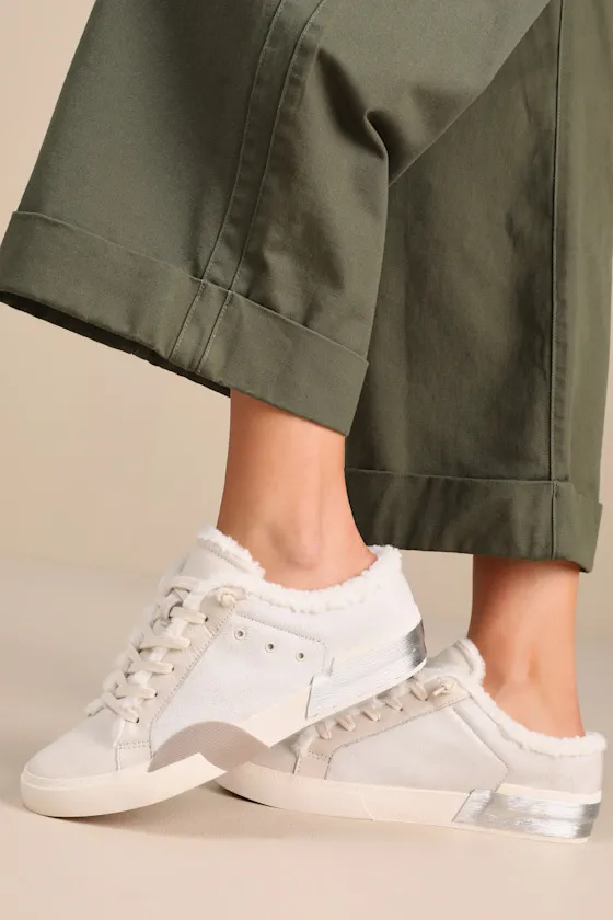 Zantel Off White Leather Shearling Slip-On Sneakers sold by Lulus