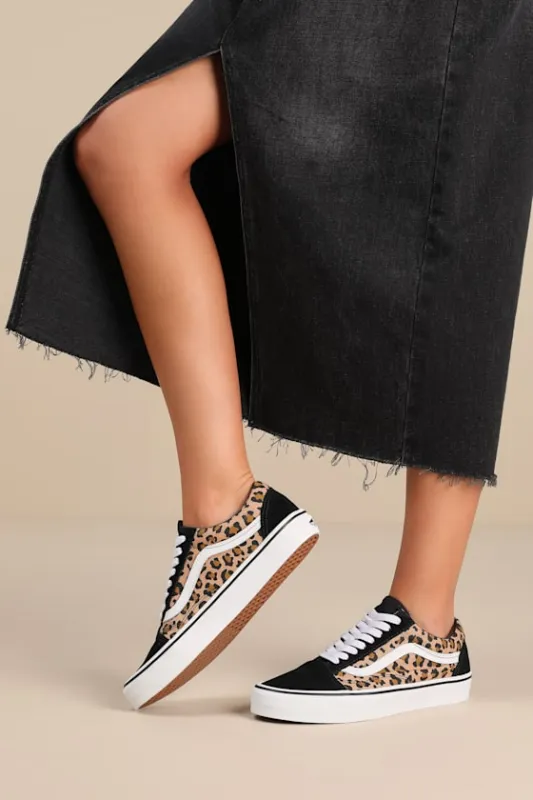 Old Skool Animalier Black Suede Lace-Up Sneakers sold by Lulus