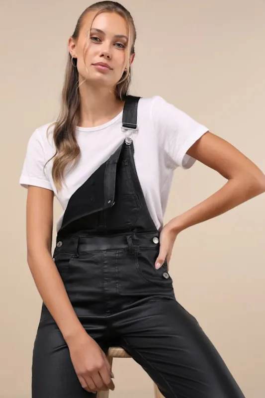 Broadway Black Coated Overalls made by Lulus