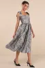 Successfully Chic Grey Jacquard Pleated Tie-Strap Midi Dress sold by Lulus