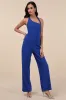 Flirty Outing Royal Blue Asymmetrical Halter Jumpsuit sold by Lulus