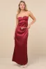 Priscilla Burgundy Satin Maxi Skirt sold by Lulus