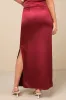 Priscilla Burgundy Satin Maxi Skirt sold by Lulus
