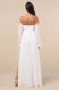 Glorious Invite White Knotted Off-the-Shoulder Maxi Dress sold by Lulus