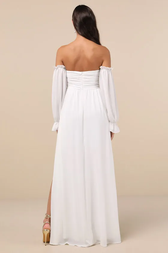 Glorious Invite White Knotted Off-the-Shoulder Maxi Dress sold by Lulus product image thumbnail 2