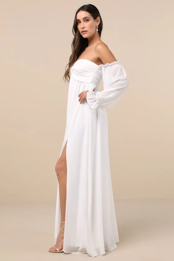 Glorious Invite White Knotted Off-the-Shoulder Maxi Dress sold by Lulus product image thumbnail 3