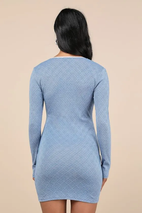 Precious Charisma Blue Plaid Long Sleeve Lace Bow Mini Dress sold by Lulus product image thumbnail 2