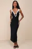 Ray of Charm Black Mesh Lace Sleeveless Midi Dress sold by Lulus
