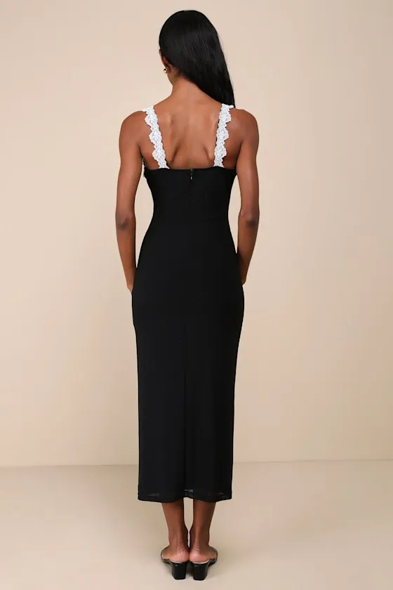 Ray of Charm Black Mesh Lace Sleeveless Midi Dress sold by Lulus product image thumbnail 2