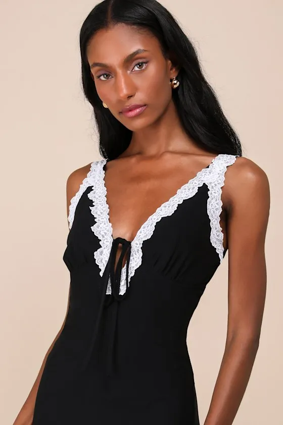 Ray of Charm Black Mesh Lace Sleeveless Midi Dress sold by Lulus product image thumbnail 3