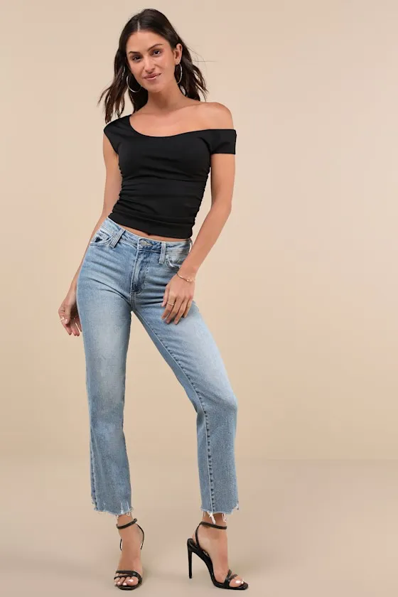 Flirty Style Black Ruched One-Shoulder Top sold by Lulus product image thumbnail 3