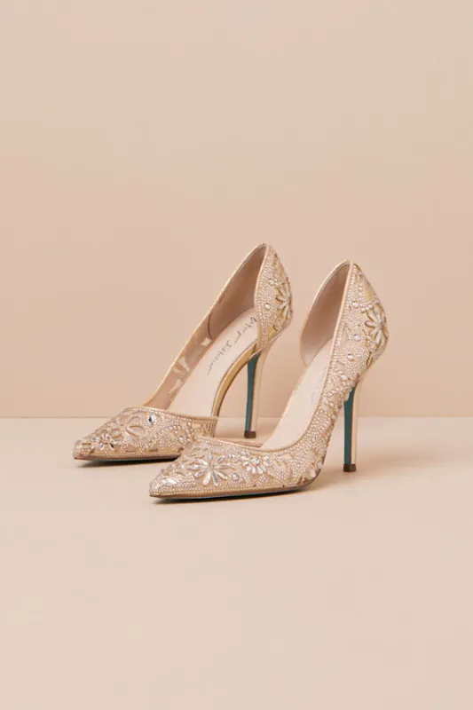 SB-Chic Gold Rhinestone Pointed-Toe D'Orsay Pumps sold by Lulus