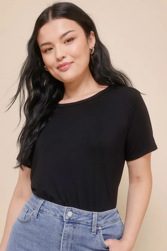 Skyra Black T-Shirt Bodysuit sold by Lulus product image thumbnail 2