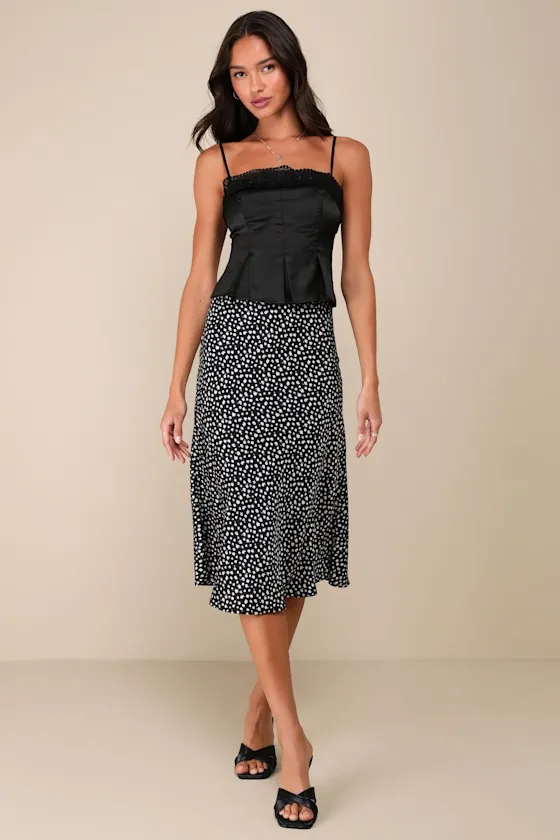 Chic Trend Black Satin Pleated Cropped Lace Cami Top sold by Lulus product image thumbnail 3