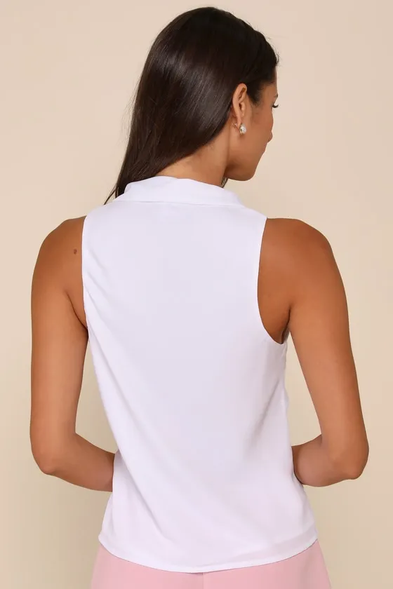Classy Essence White Tie-Neck Sleeveless Top sold by Lulus product image thumbnail 2