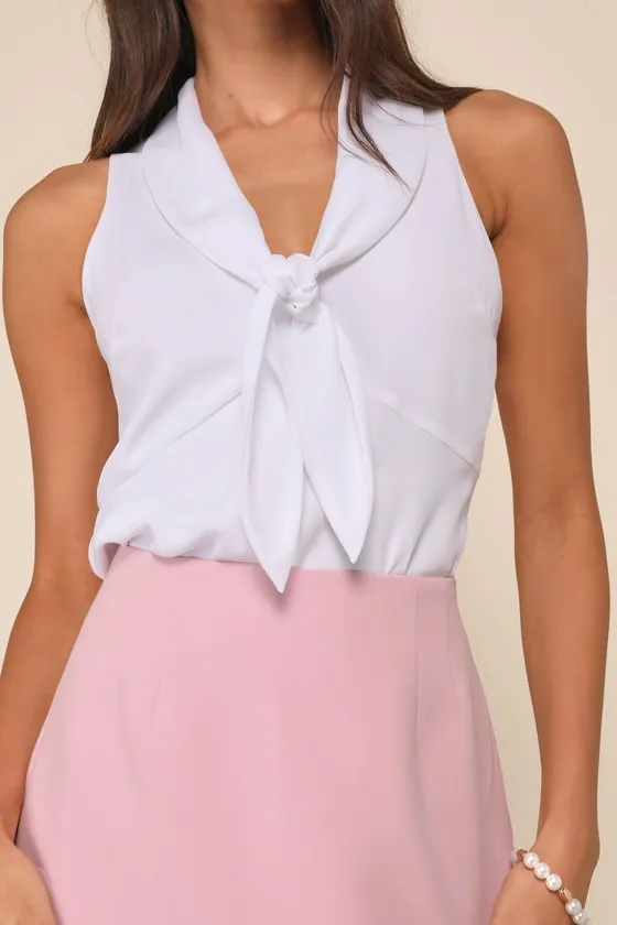 Classy Essence White Tie-Neck Sleeveless Top sold by Lulus product image thumbnail 4