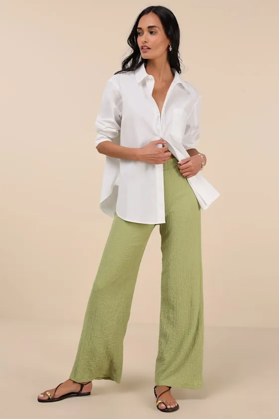 Easygoing Energy Light Green Textured High-Rise Pants sold by Lulus product image thumbnail 2