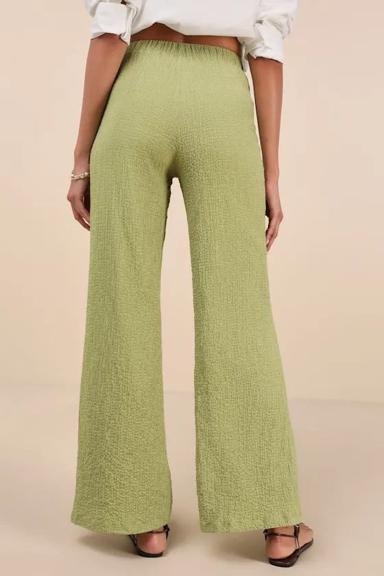 Easygoing Energy Light Green Textured High-Rise Pants sold by Lulus product image thumbnail 3