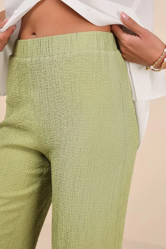 Easygoing Energy Light Green Textured High-Rise Pants sold by Lulus product image thumbnail 4