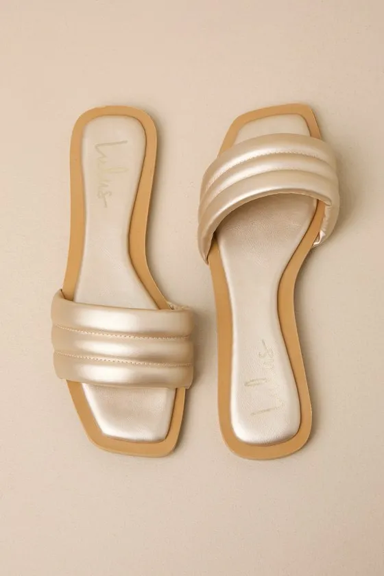 Ameeria Champagne Flat Slide Sandals sold by Lulus product image thumbnail 2
