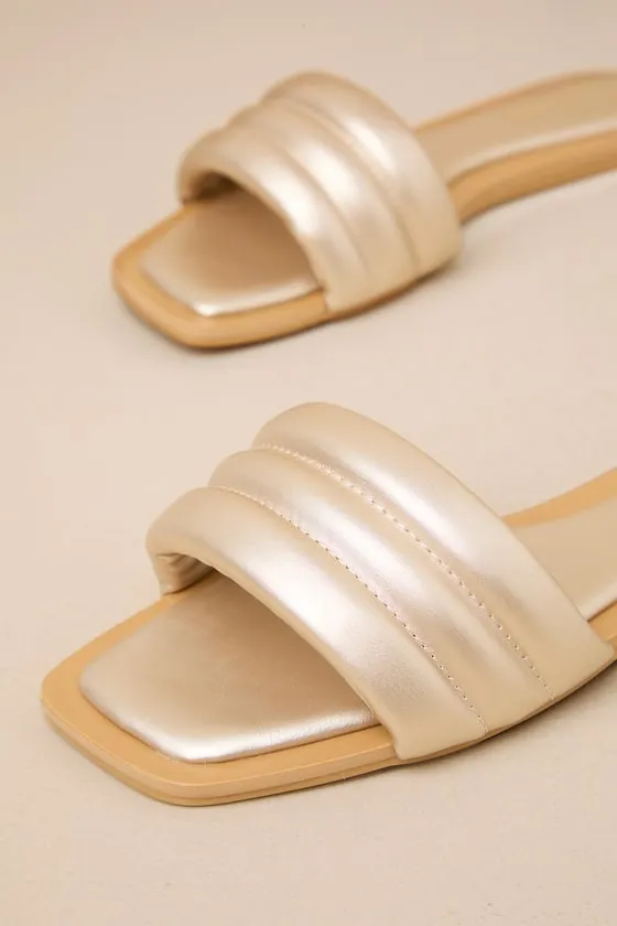 Ameeria Champagne Flat Slide Sandals sold by Lulus product image thumbnail 3