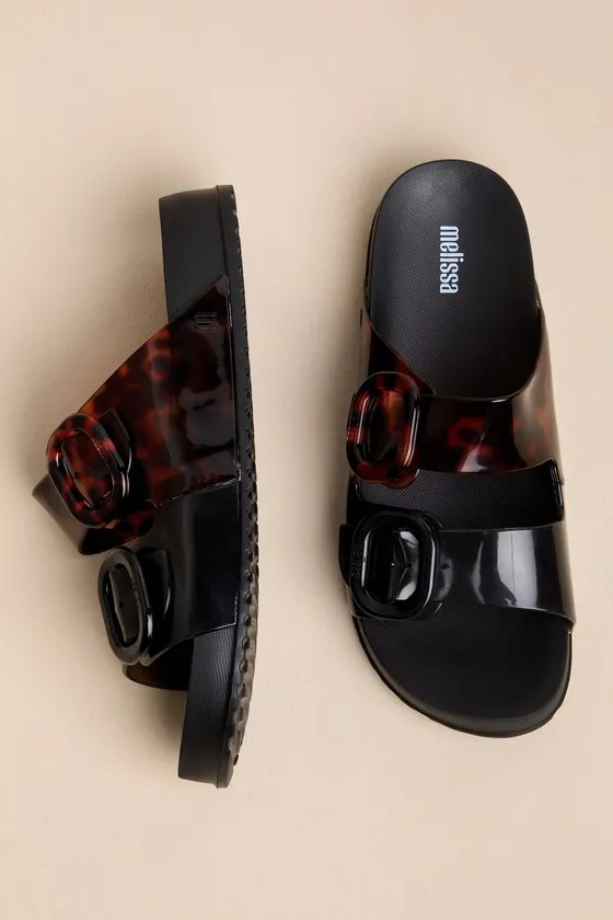 Cozy Black and Clear Tortoise Slide Sandals sold by Lulus product image thumbnail 3