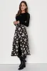 Always Praiseworthy Black Floral Print Midi Skirt sold by Lulus