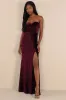 Classy Sensation Plum Velvet Pleated Strapless Maxi Dress sold by Lulus