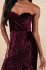 Classy Sensation Plum Velvet Pleated Strapless Maxi Dress sold by Lulus