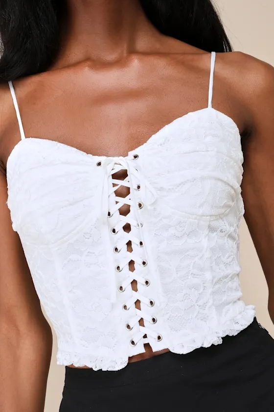 Adorably Enticing White Lace Bustier Cropped Tank Top sold by Lulus product image thumbnail 4