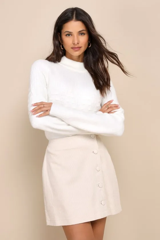 Katherina Beige Button-Front Corduroy Skirt sold by Lulus product image thumbnail 4