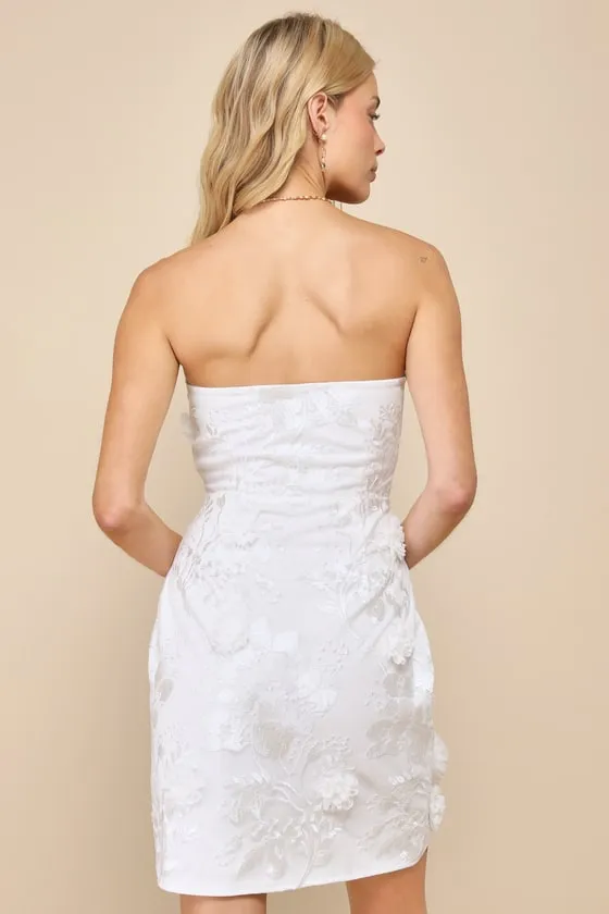 Blossoming Drama Ivory 3D Floral Strapless Bustier Mini Dress sold by Lulus product image thumbnail 3