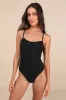 Refreshing Update Black Ribbed Lace-Up Sleeveless Bodysuit sold by Lulus