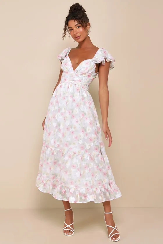 Adorable Reverie Multi Floral Lace-Up Backless Midi Dress sold by Lulus product image thumbnail 2