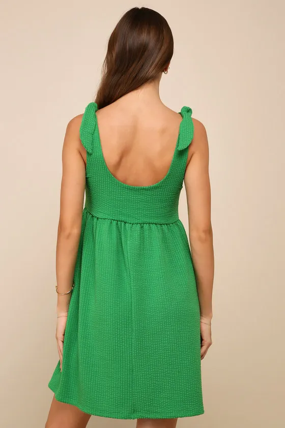 Cute Certainty Green Textured Ribbed Knit Tie-Strap Mini Dress sold by Lulus product image thumbnail 2