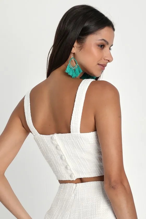 Elevated Attitude White Tweed Sleeveless Two-Piece Skort Romper sold by Lulus product image thumbnail 3