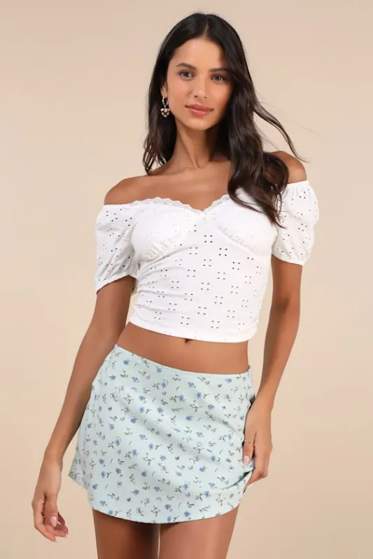 Mckenna Mint Green Floral Low-Rise Micro Mini Skirt sold by Lulus