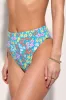Beachside Glow Light Blue Floral High-Waisted Bikini Bottoms sold by Lulus