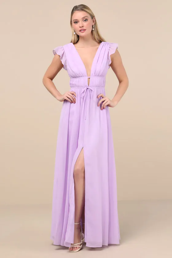 I'm All Yours Lavender Ruffled Maxi Dress sold by Lulus