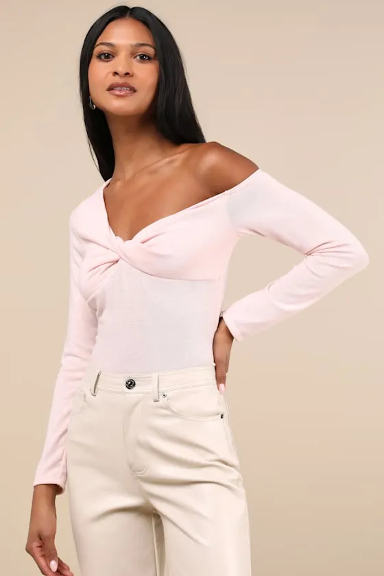 Adorable Simplicity Light Pink One-Shoulder Sweater Top sold by Lulus