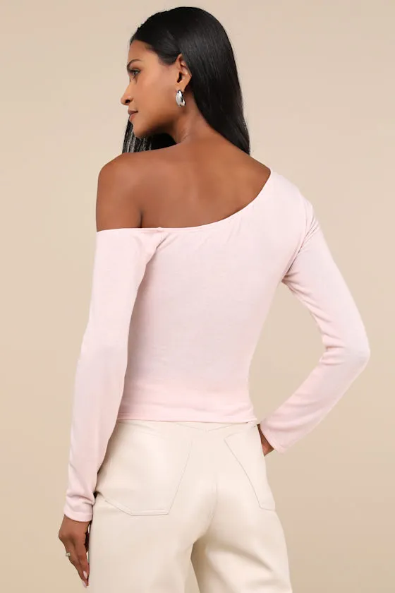 Adorable Simplicity Light Pink One-Shoulder Sweater Top sold by Lulus product image thumbnail 3