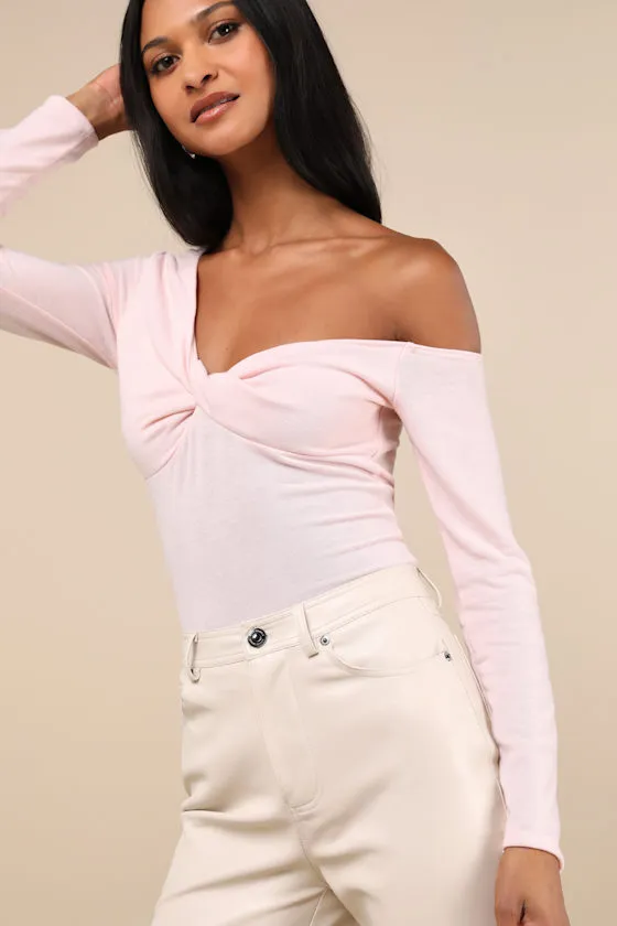 Adorable Simplicity Light Pink One-Shoulder Sweater Top sold by Lulus product image thumbnail 4