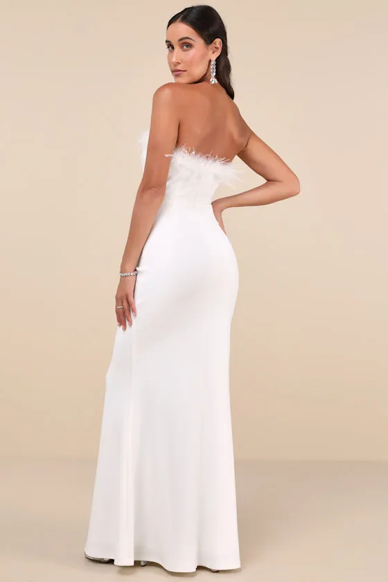 Extraordinary Glam White Feather Strapless Mermaid Maxi Dress sold by Lulus product image thumbnail 2