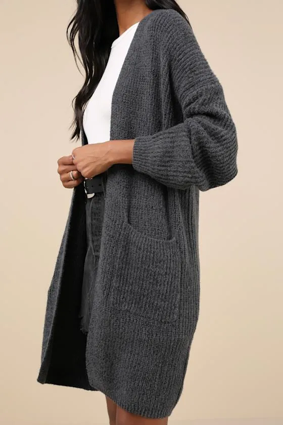 Autumn Days Charcoal Grey Knit Cardigan Sweater sold by Lulus product image thumbnail 2