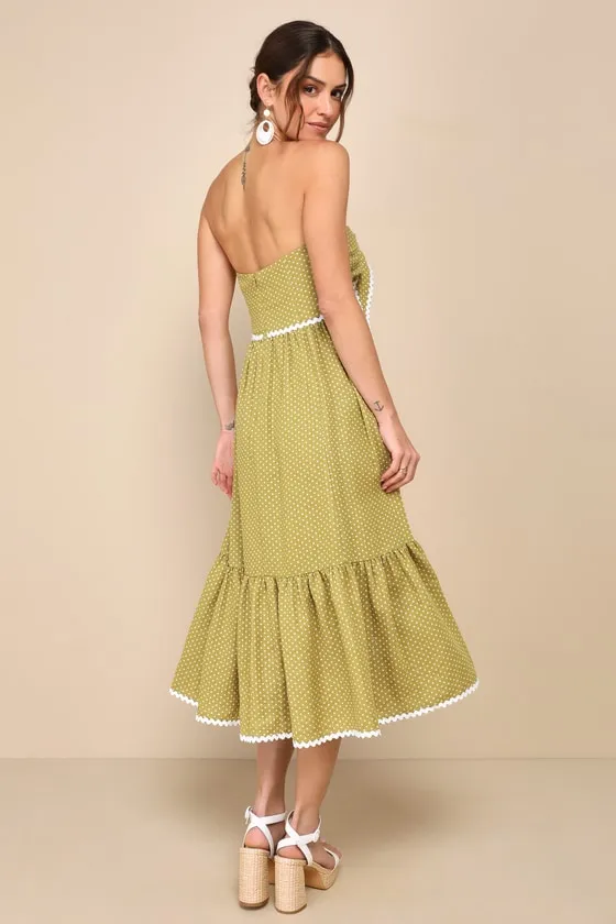 Delightful Design Light Green Polka Dot Midi Dress With Pockets sold by Lulus product image thumbnail 2